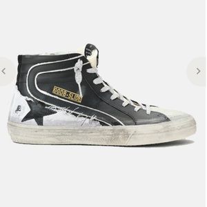 Golden Goose Black and Grey Slide High-Top Sneakers